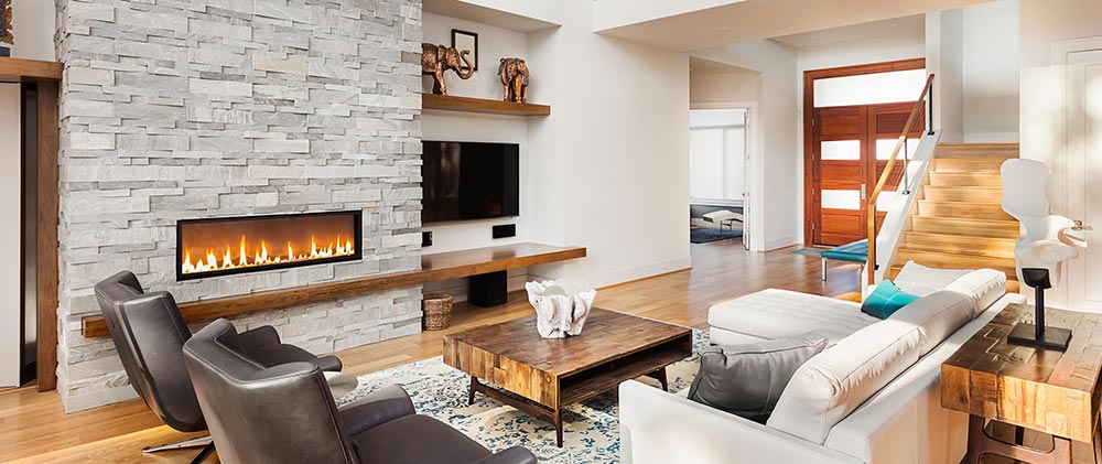 Cozy living room with fireplace