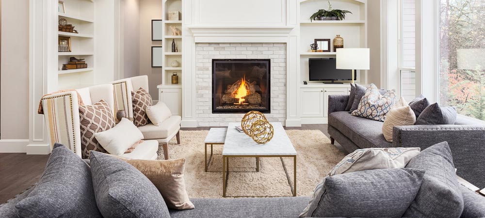 Traditional Living Area with Fireplace